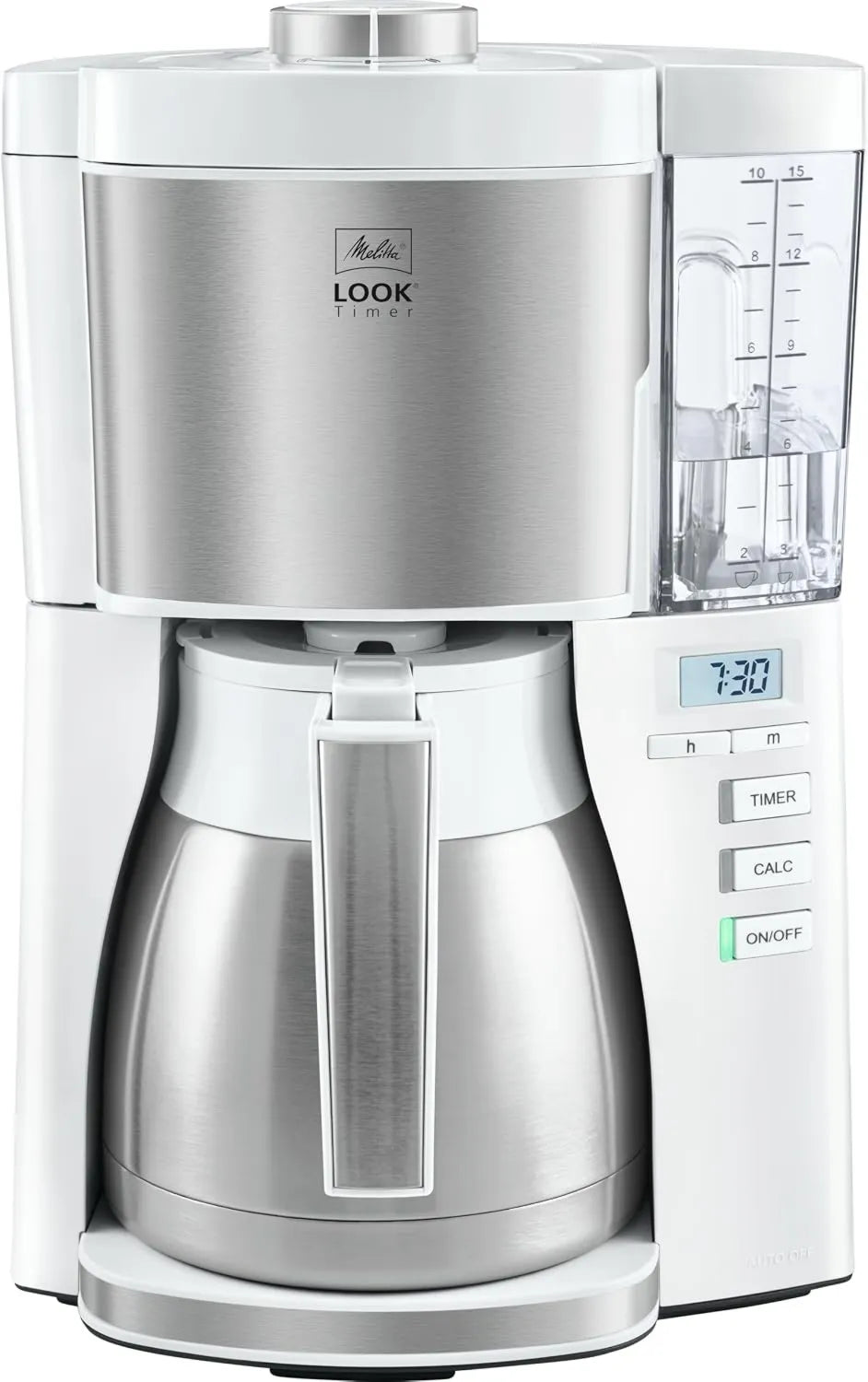 Ekspres do kawy, 1,25 l, timer, Melitta Look Therm Timer, przelewowy ekspres do kawy, z dzbankiem termicznym, funkcja timera, zatrzymanie kapania