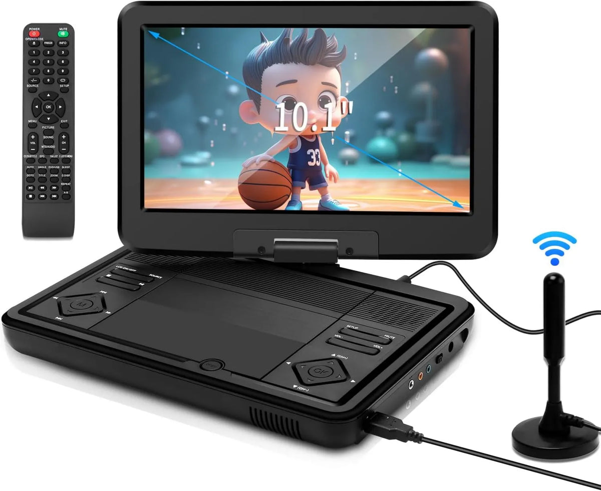 DVB-T2 DVD 10 telewizor Smart TV, 3000 mAh, 1024 x 600, KCR Przenośny odtwarzacz, 1 cala, akumulatorem i dwoma głośnikami