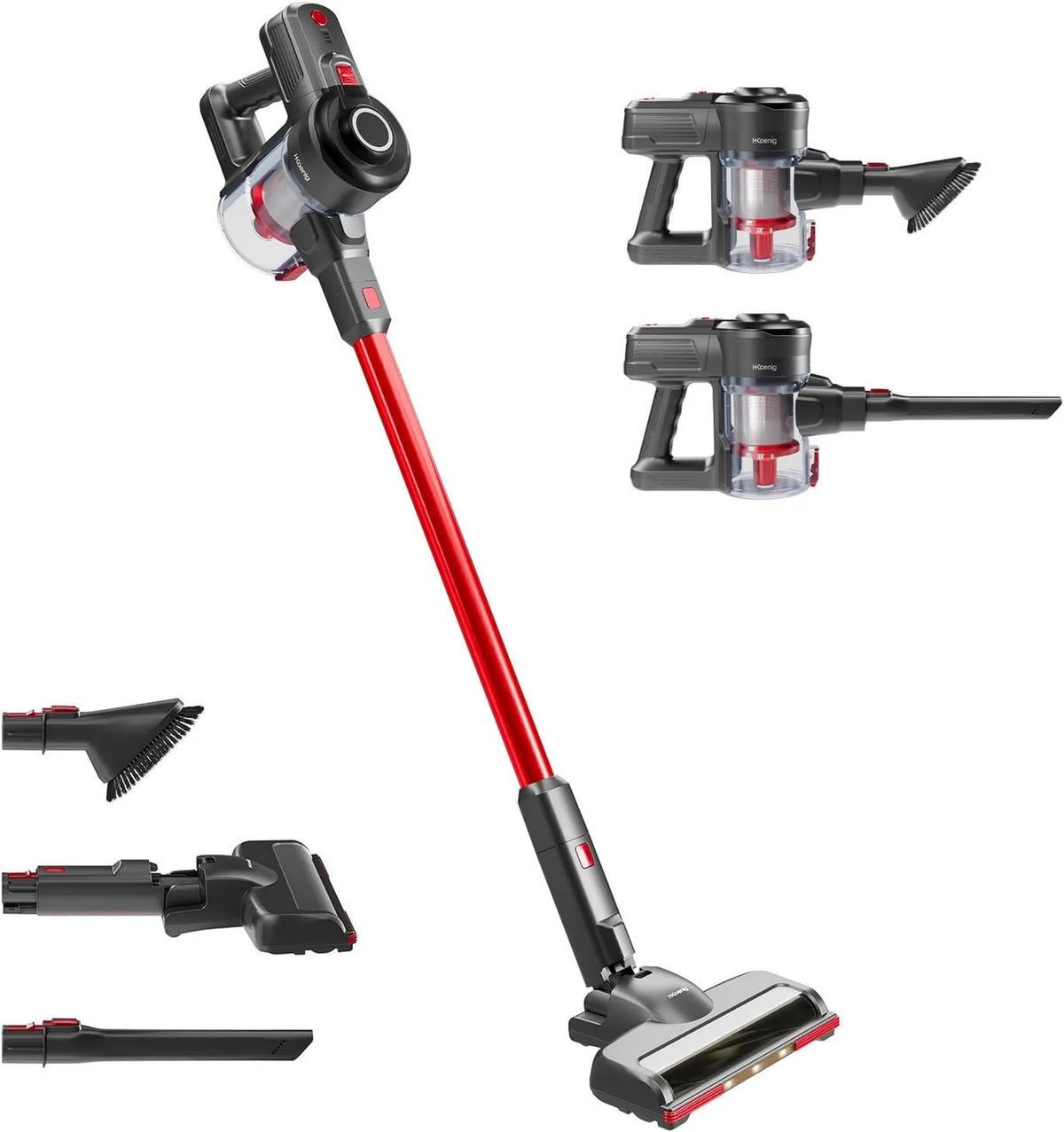 H.Koenig odkurzacz pionowy, 2- in-1 Odkurzacz UP600, 155 W, Autonomia do 50 Min, Szczotka LED, 22, 2 V 2-en-1