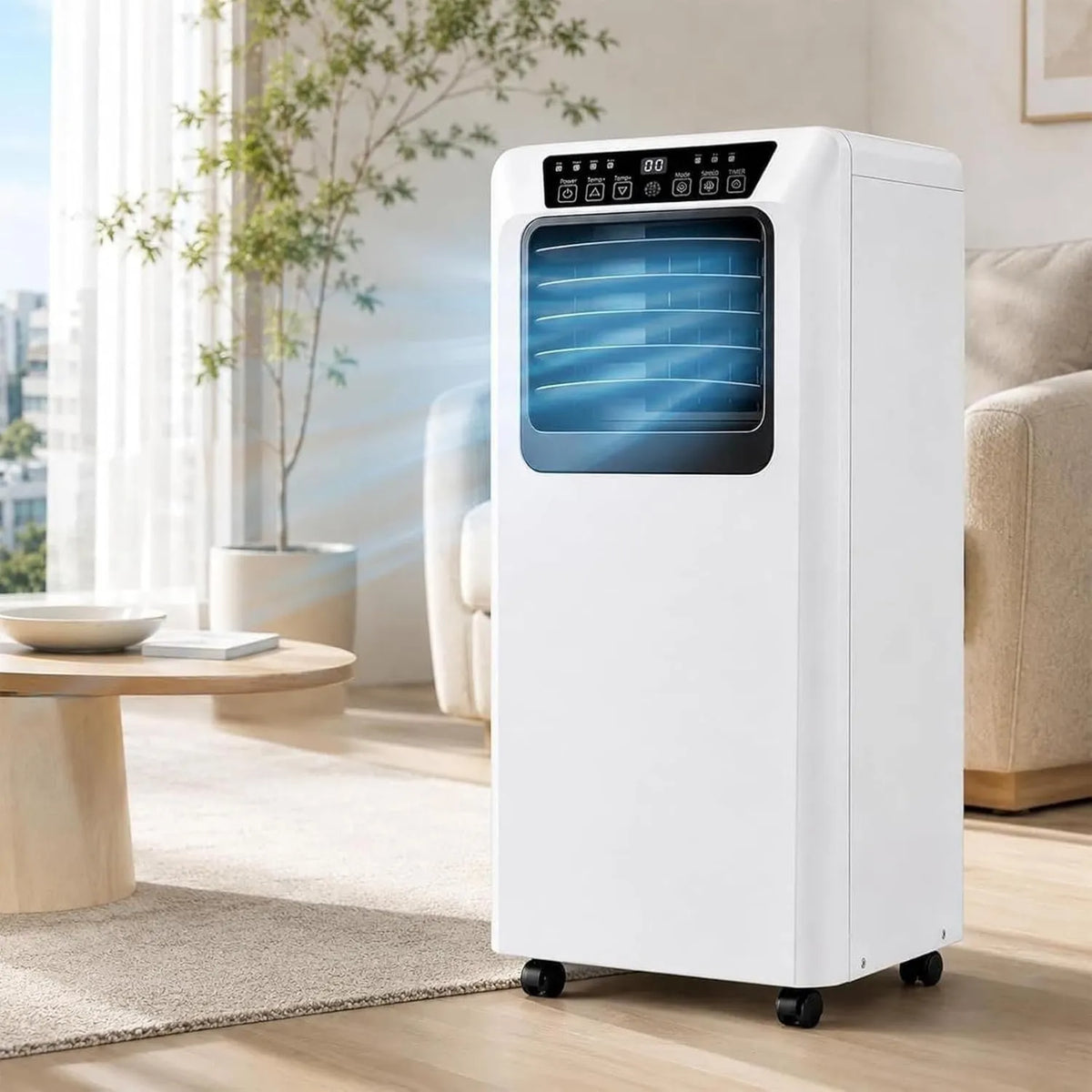 HUANQIN klimatyzator przenośny, Klimatyzator 7000BTU, Przenośne, Duży zbiornik, Ewakuacja pokoju Elastyczne