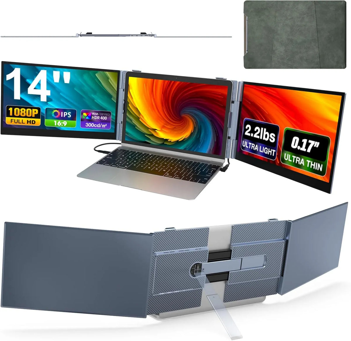 SMISEACOW, Laptop 1080p, 14 cali, Full HD, płyta IPS, plug & Play do przenośnych komputerów z pomocą, Windows kompatybilne, Mac