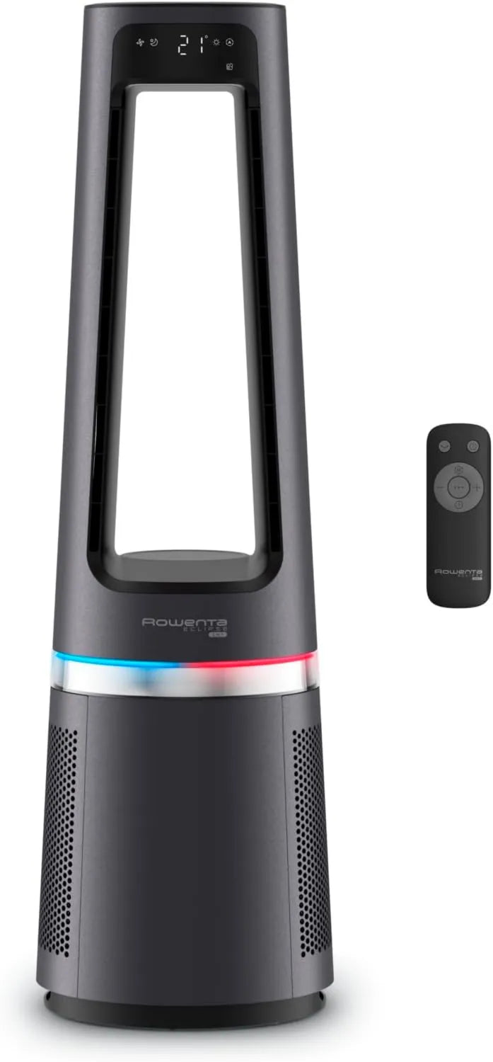 Rowenta oczyszczacz powietrza, 3- in-1 QU5062 Wentylator, zegar, wymiary indywidualne, płyta IPS, tłumik, czarny, Eclipse, Cicha obsługa 3 w 1