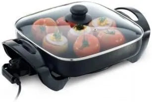 Stevenson, elektryczny z regulacją temperatury, Pojemnik wymiary: 37 x 30 x 7 cm, non- stick, z przezroczystym hartowanym pokrywą szklaną