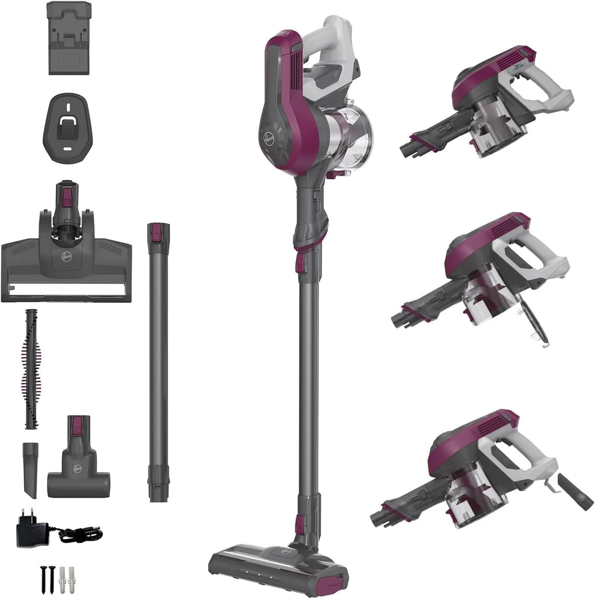 Hoover odkurzacz pionowy, HF110P 30min Odkurzacz, 0, 9 l, 22 V, LED Electrobross, duża pojemność 0, Park & GO Pozycja, czas pracy