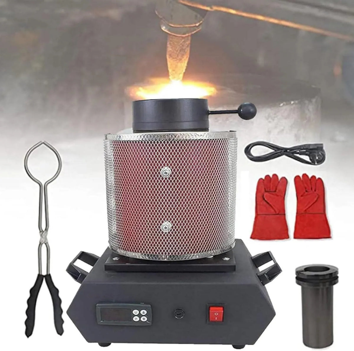 Oiyekntd, Czerwony - 3 kg, czerwony, 2102 ° F, piec do pieczenia, elektryczny piec do topienia złota i srebra Red-3 kg