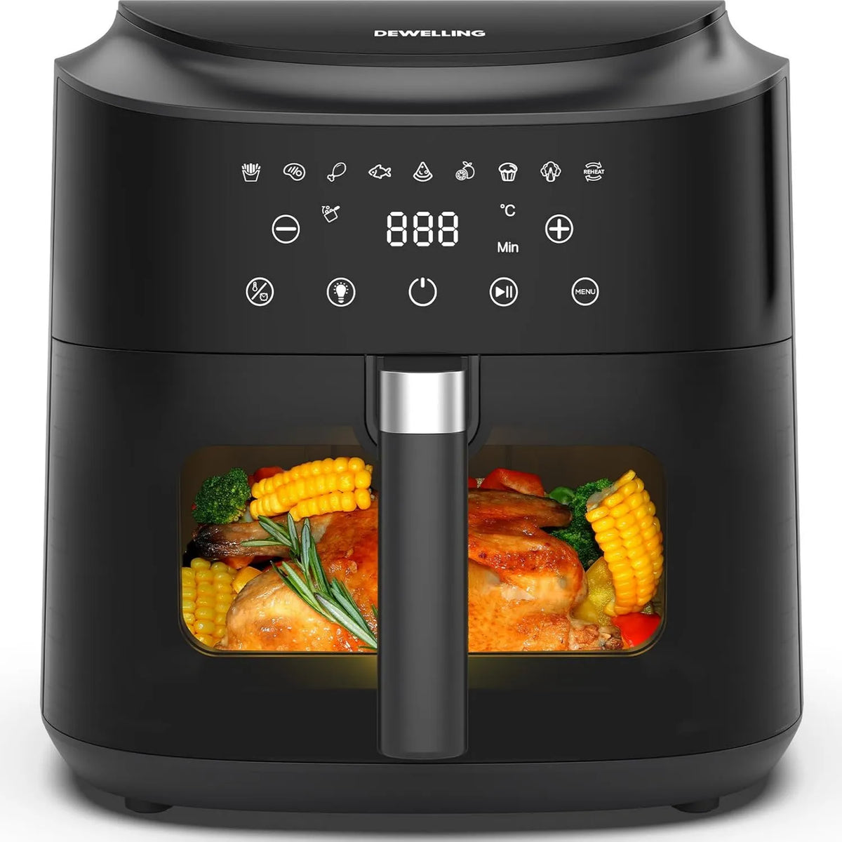 Dewelling frytkownica beztłuszczowa, XXL 9 l, 9 l, 2350 W, 9 programów, 40 do 200°C, uchwyt na gorąco, 2350 W frytkownica bez oleju do szybkiego gotowania