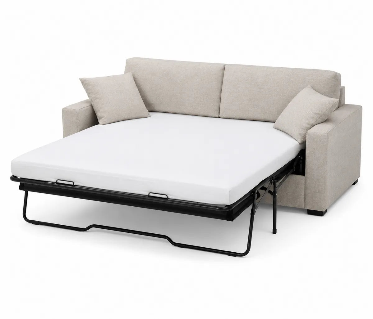 Rozkładana sofa z tkaniny poliestrowej beżowa 200 cm x 150 cm