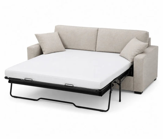 Rozkładana sofa z tkaniny poliestrowej beżowa 200 cm x 150 cm