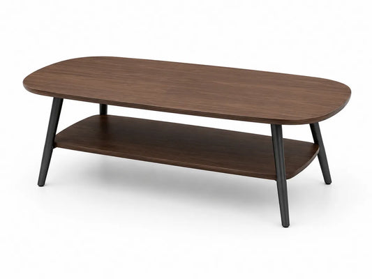 Stolik kawowy owalny drewno stal 110x60x45 cm