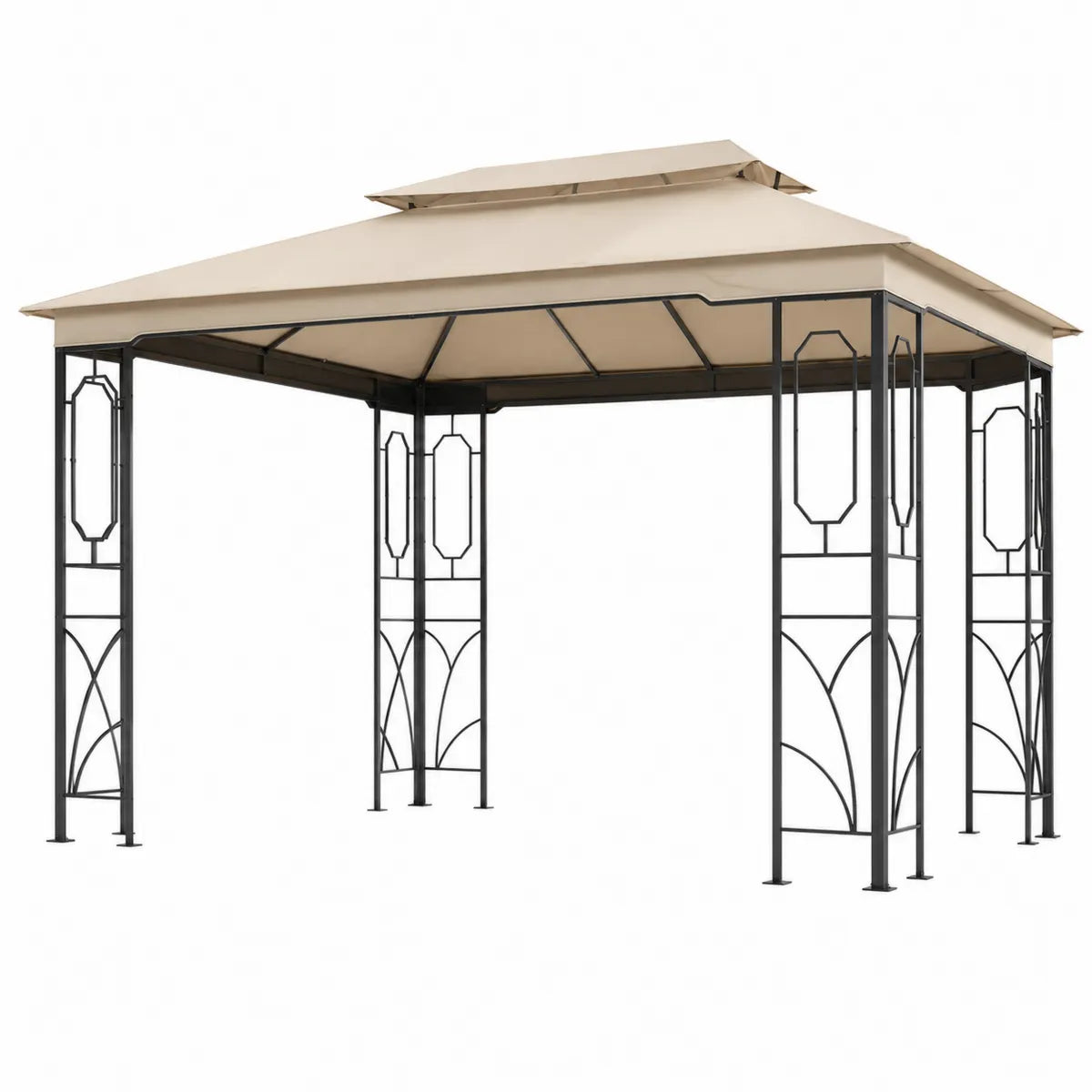 Altana ogrodowa metalowa beżowa poliester 3x3 m