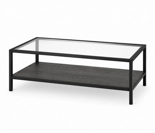 Stolik kawowy szklany prostokątny czarny 110x55x45 cm