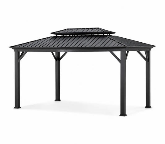 Altana ogrodowa metalowa 400 cm x 300 cm czarna