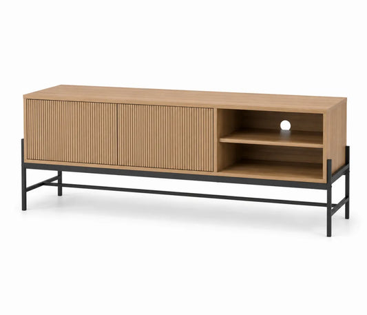Szafka RTV z drewna dębowego i metalu, 150 cm