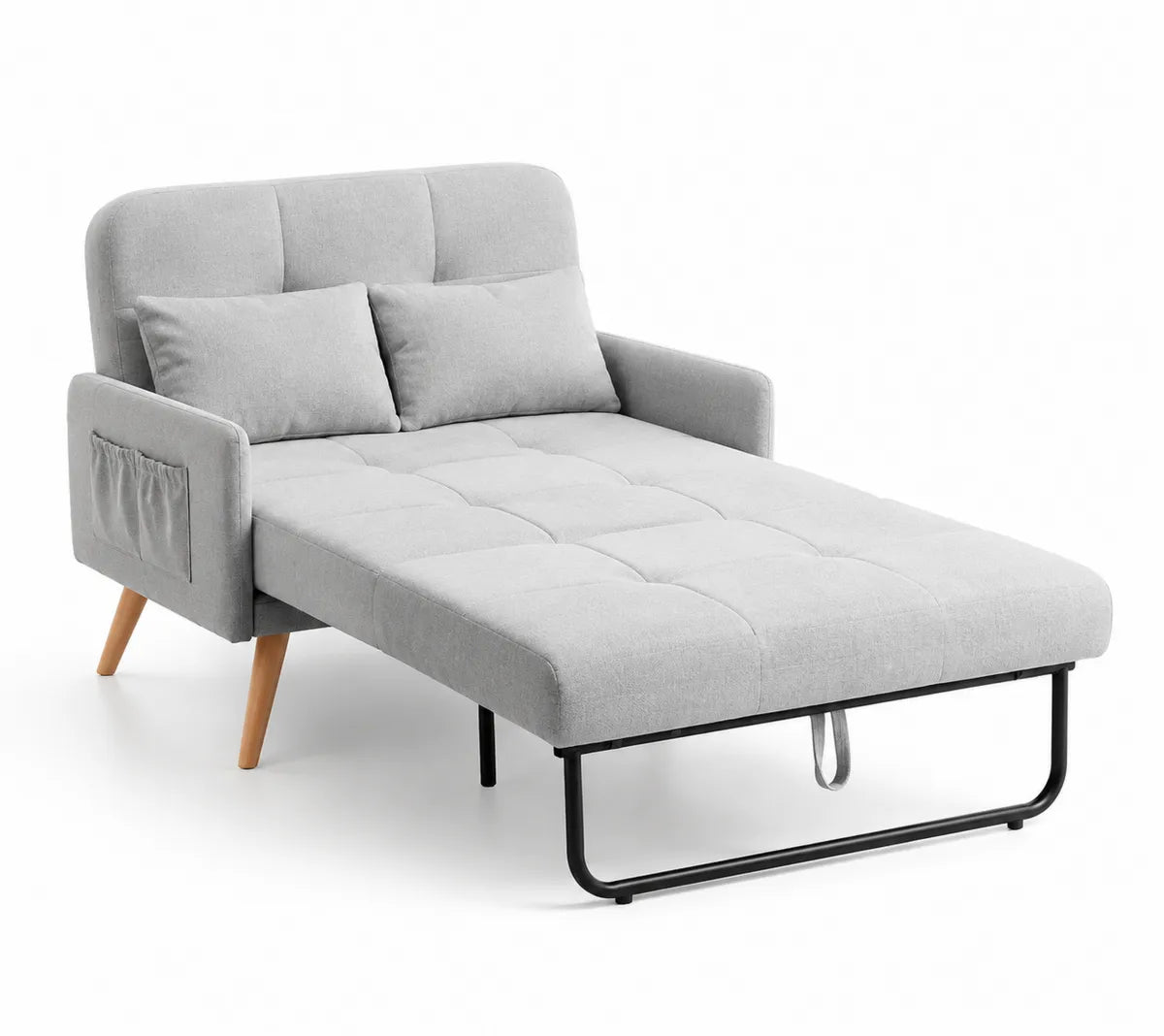 Rozkładana sofa z poliestru z drewnianymi nogami 200cm x 100cm