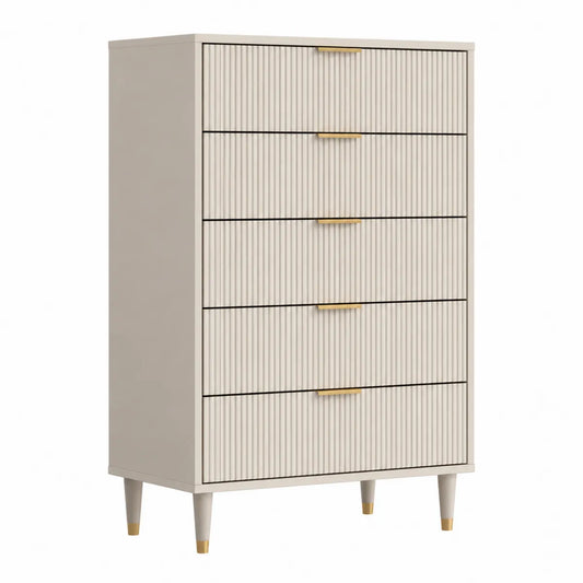 Beżowa komoda z 5 szufladami MDF 50cm x 40cm x 120cm