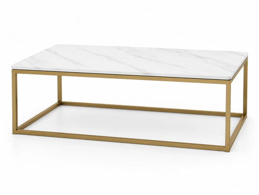 Stolik kawowy z marmurowym blatem i metalowym stelażem 120x60x40cm
