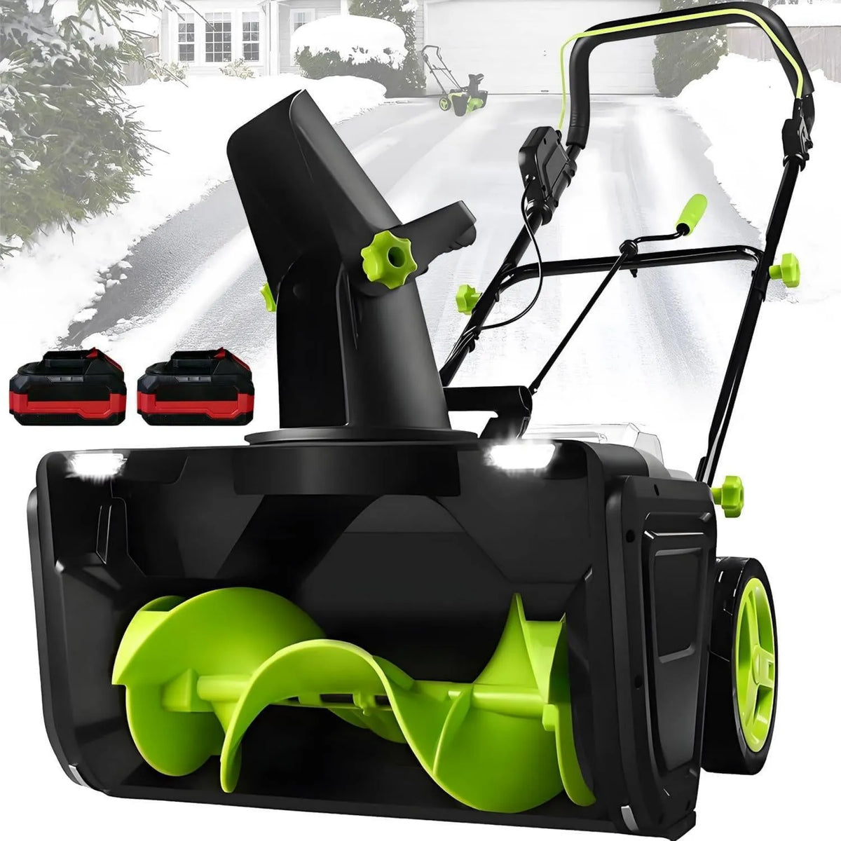 XUXIAO, V 3500 2Baterie Snowblower elektryczny 40 V 3500 W, bezprzewodowe i bez miotły 2Baterie, Bateria 50 cm, Głębokość do 25 cm 2Batteries