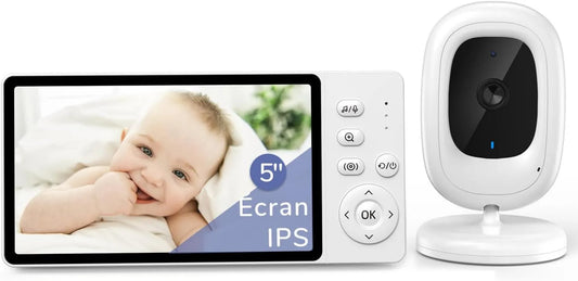 jeeber, IPS 5 1080P Babyphone, Kamera, Monitor wideo dla dzieci, WiFi, płyta IPS