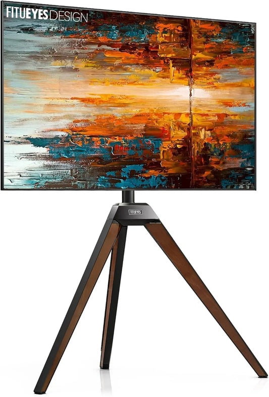 FITUEYES, Szafka telewizora 1150- 1300 mm, 65 cali, 400x400 mm, 32- 65 Inches, uchwyt TV na drewnianym statywie, seria Picasso 1150-1300 mm