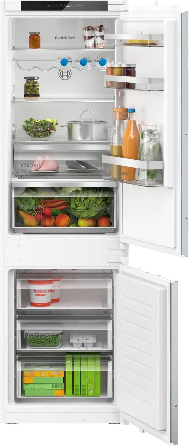 Bosch lodówka, KIN86VSE0 kombinowana, 260 l, bez mróz, z zamrażarką, biały, zintegrowany, CoolaAirflow, Drzwi otwarte Alarm, Made in Germany