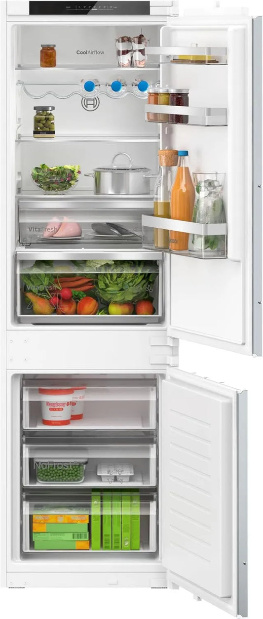 Bosch lodówka, KIN86VSE0 kombinowana, 260 l, bez mróz, z zamrażarką, biały, zintegrowany, CoolaAirflow, Drzwi otwarte Alarm, Made in Germany