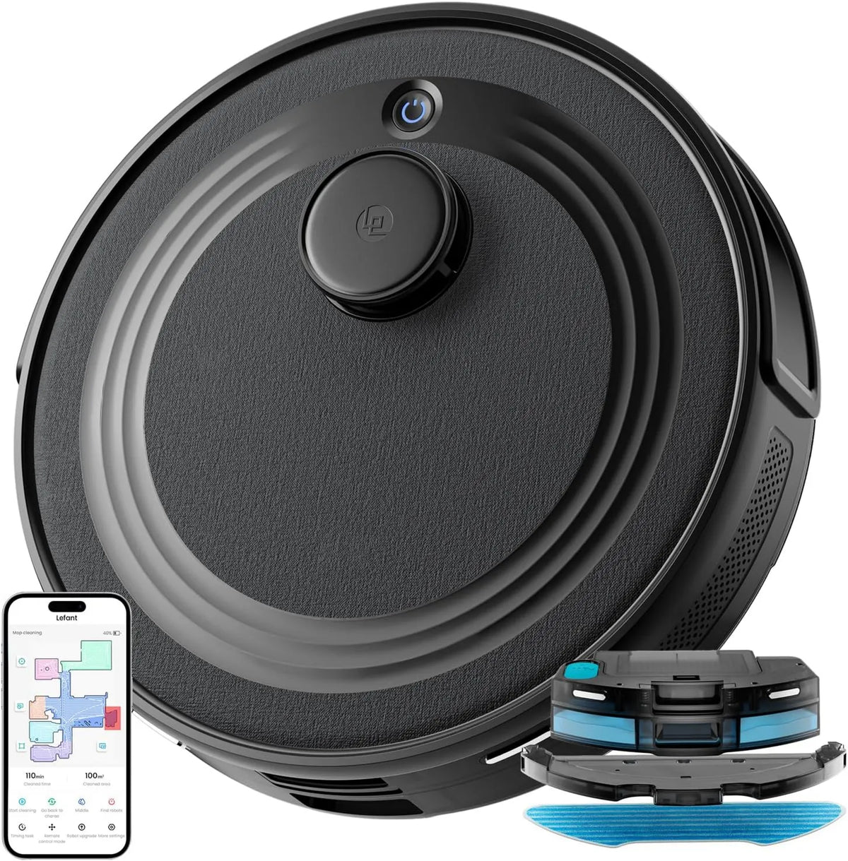Lefant robot sprzątający, M2S robot próżniowy, Wi-Fi, wymiary do dostosowania, Via APP / Alexa / WiFi, 1000 Pa ssanie, 240 Minut 10000Pa