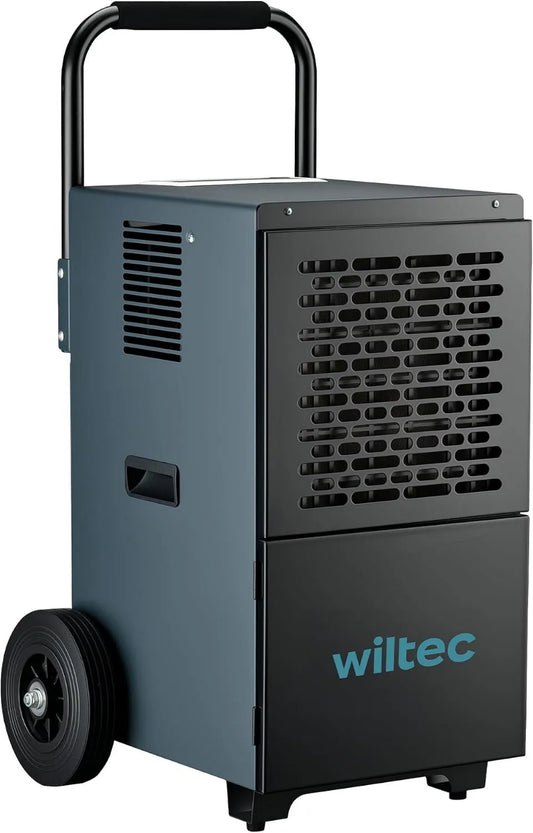 WilTec osuszacz powietrza, Denawidator, 89, 5 x 48, 5 x 46, 7 cm, 7 l, zegar, duży zbiornik, 130 m² max, 50 litrów / dobę, uchwyt i zegar 24 h