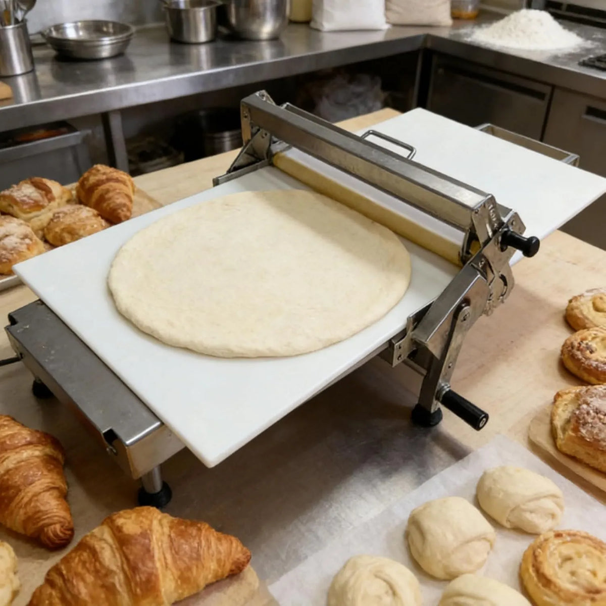 Ręczna maszyna do ciasta, 25 mm, 4,5 kg, 6,5 kg, regulacja ustawień, składana prasa do ciasta do piekarni i pizzy