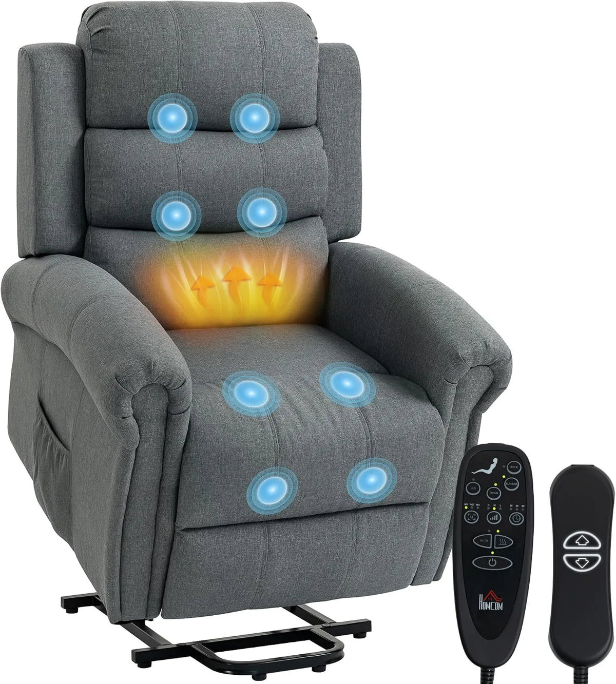 HOMCOM, Elektryczna grzejnik, Elektryczna winda z masowaniem Ogrzewanie USB Porty Grey, szary