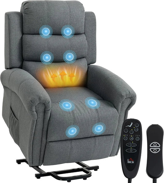 HOMCOM, Elektryczna grzejnik, Elektryczna winda z masowaniem Ogrzewanie USB Porty Grey, szary