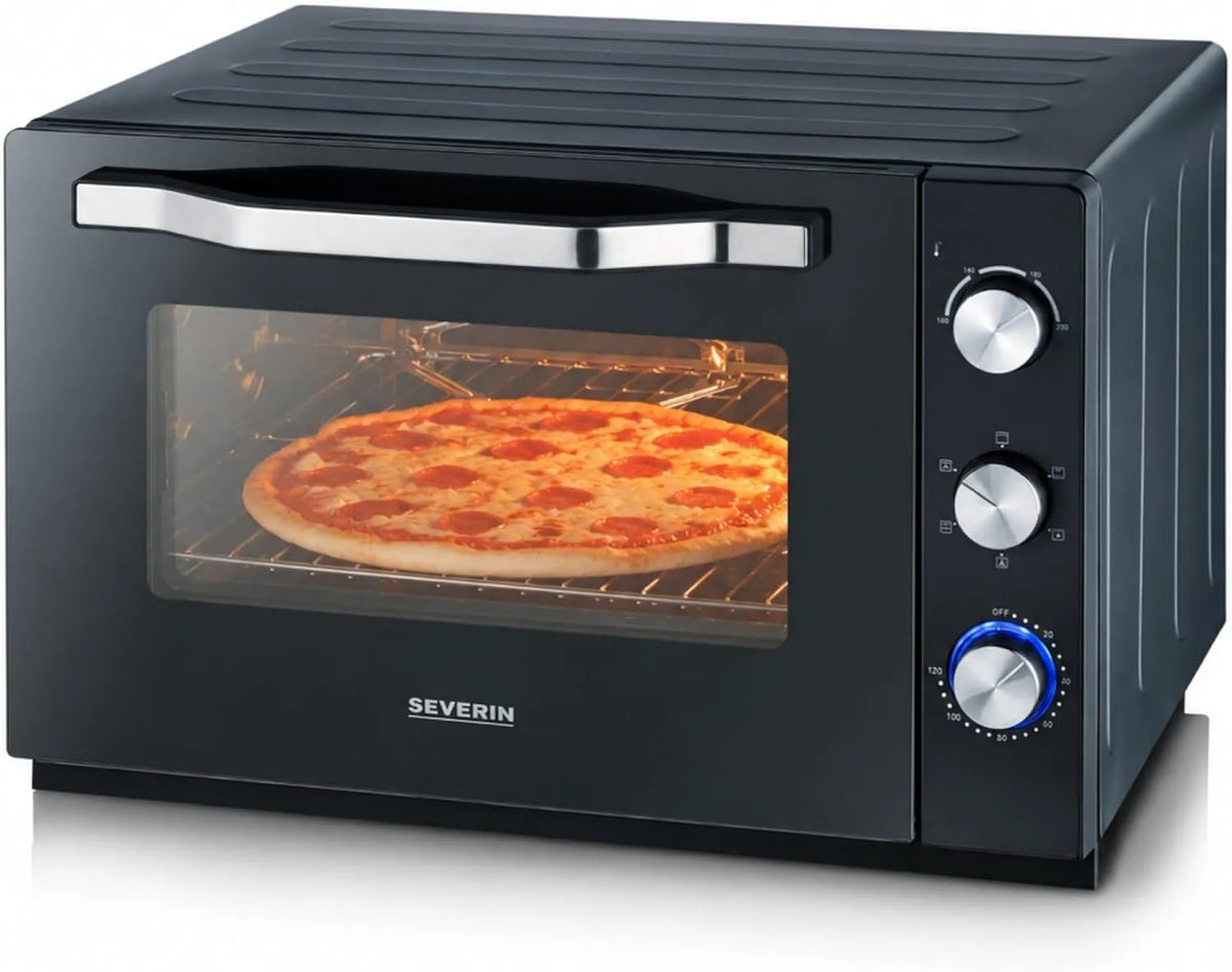 Severin, Piekarnik do pizzy elektryczny, 60 l, 200 W, 2 200 W, piekarnik elektryczny XXL z kamieniem pizzy i maszyną do pieczenia