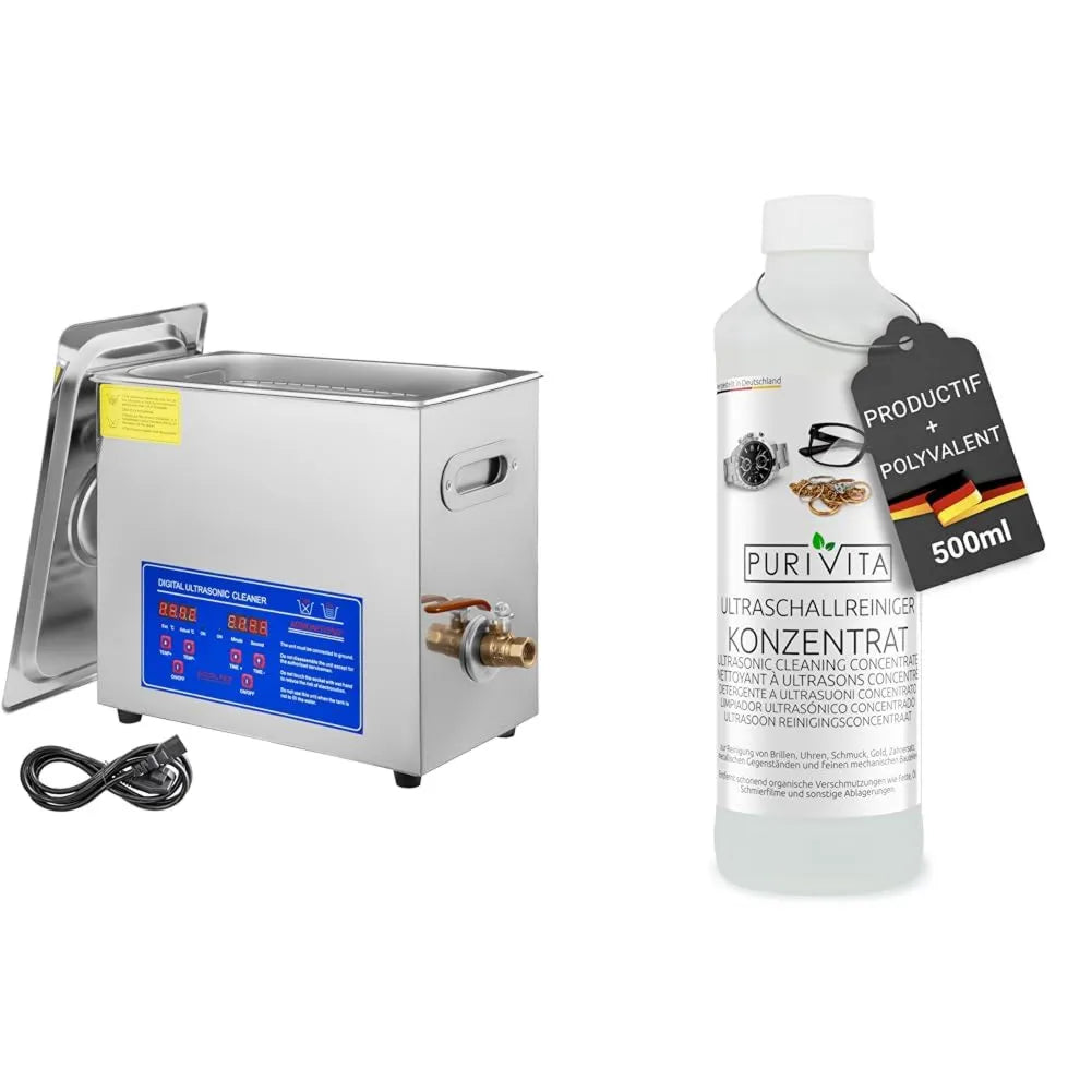 VEVOR, Ultrasoniczny czyszczarka, Ultrasoniczny zbiornik czyszczący, 6 l, 180 W, 220 V, Profesjonalny, do produktów ultradźwiękowych