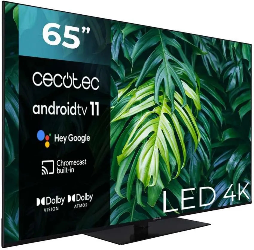 Cecotec telewizor, ALU20065ZS. Inteligentny, 65 cali, TV, 4K UHD, HDR, dźwięk Dolby, Android OS, 2 10 W głośniki, HDR10, Dolby Atmos, Dolby Vision, 2023