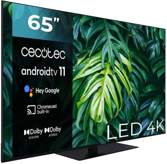 Cecotec telewizor, ALU20065ZS. Inteligentny, 65 cali, TV, 4K UHD, HDR, dźwięk Dolby, Android OS, 2 10 W głośniki, HDR10, Dolby Atmos, Dolby Vision, 2023