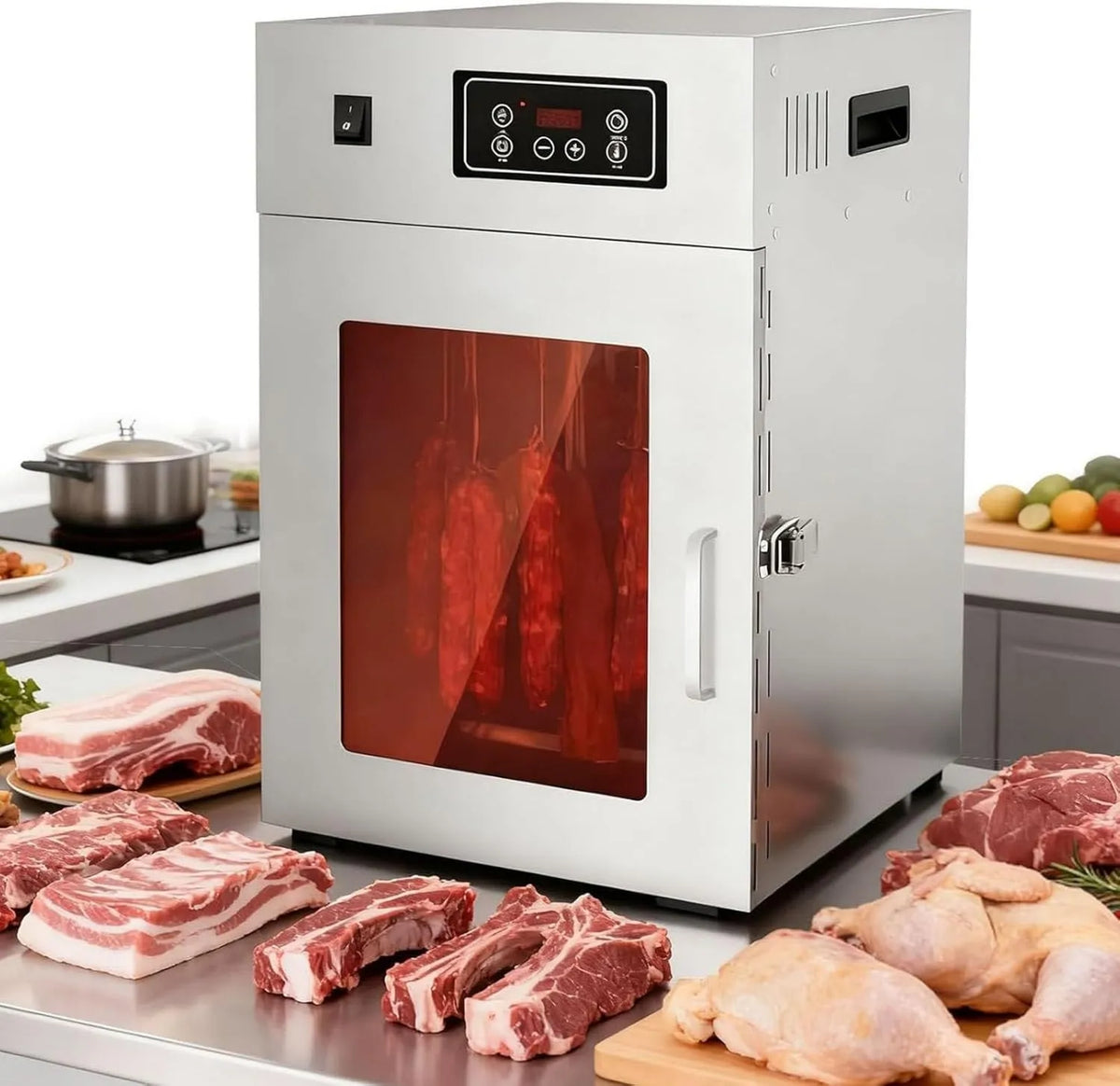 ZXSYYDS suszarka do żywności, Suszarka, odwodniona żywność, 30 do 90°C, licznik czasu, profesjonalny, stal nierdzewna, do odwadniania domowego wołowiny