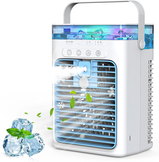 Tiptop Home klimatyzator przenośny, Klimatyzator 1000 ML 2, 8H, 4 w 1, zegar, 3 prędkości, duży zbiornik, USB, tłumik, 2 Brumizacyjne tryby