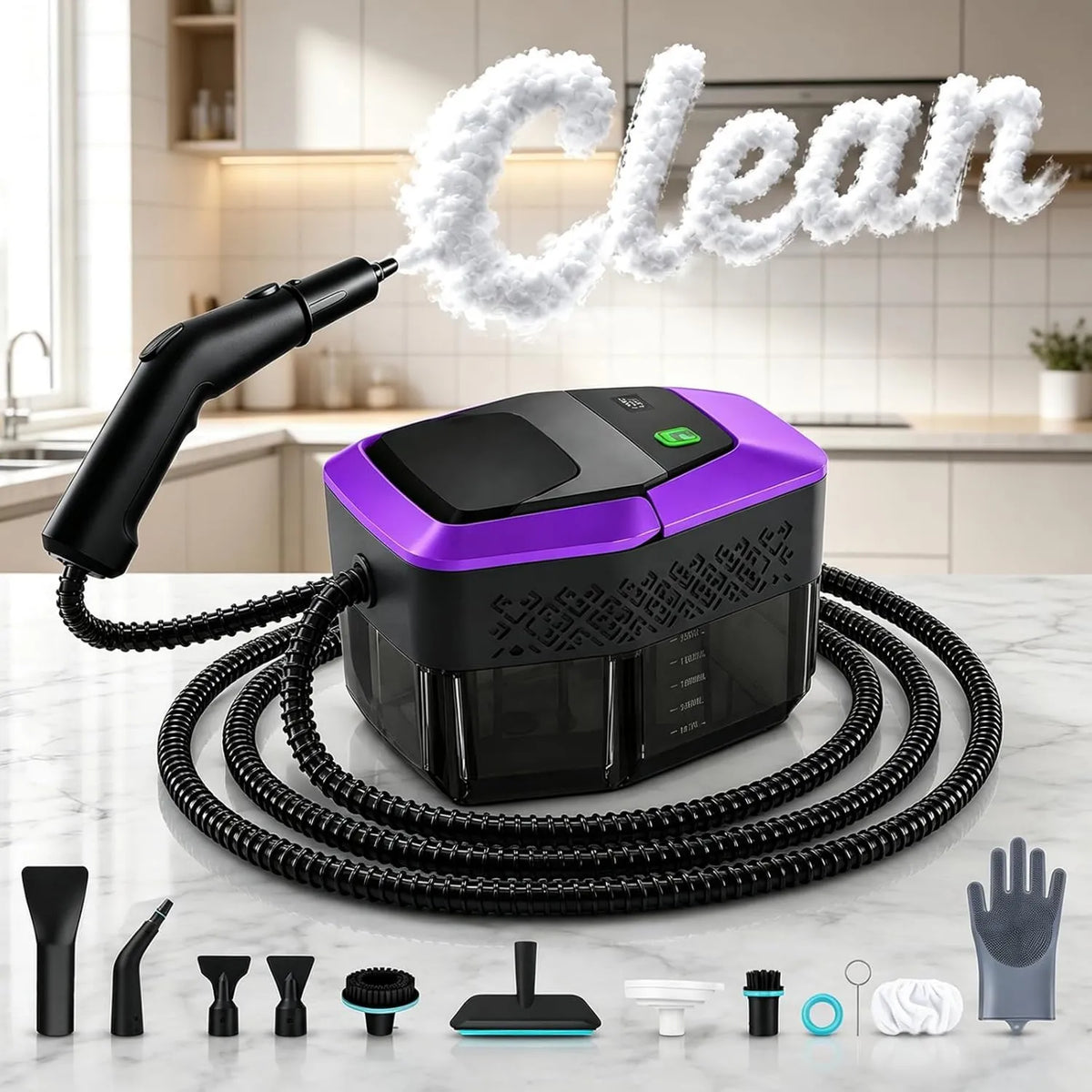 Senprity myjka parowa, Akcesoria do aparatury, 1.8 l, 2500 W, 3 poziomów, duży zbiornik, para, para w 145°C do dezynfekcji, 4 Bary, Ogrzewanie w 10 s