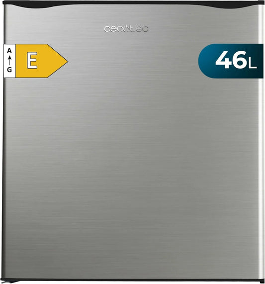 Cecotec lodówka, 48,7 cm, 48 cm, stal nierdzewna, odwracalne drzwi, niskie zużycie energii, praca cykliczna