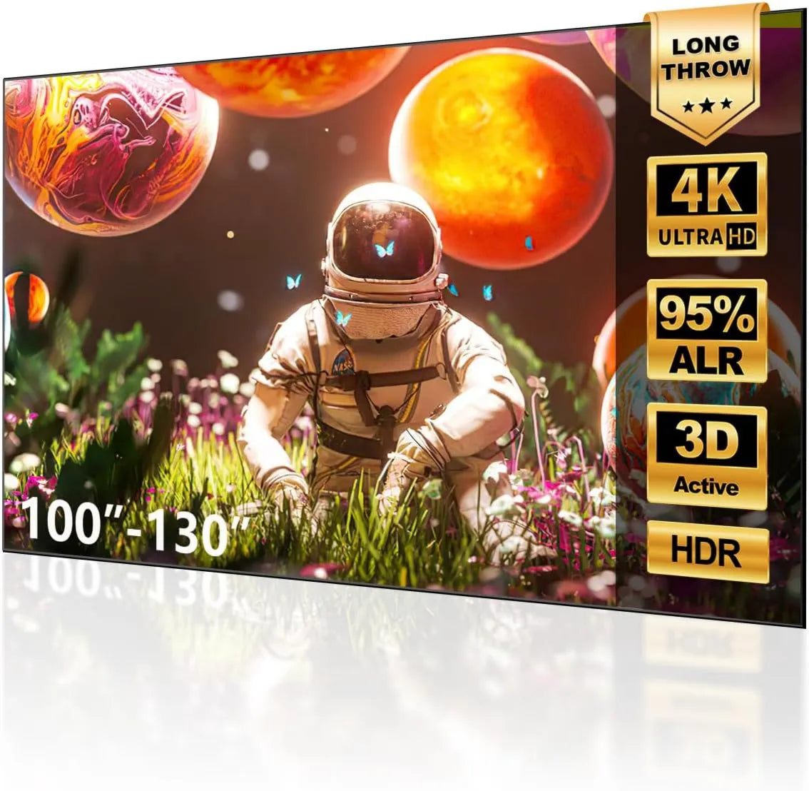 NothingProjector, Projektor 4K, 8K, 100 cali, instalacja ścienna, 4K UHD, projektor wideo, 95% uwalnianie światła otoczenia, 16: 9, Brak USTERZ, Projektor ALR Ekran