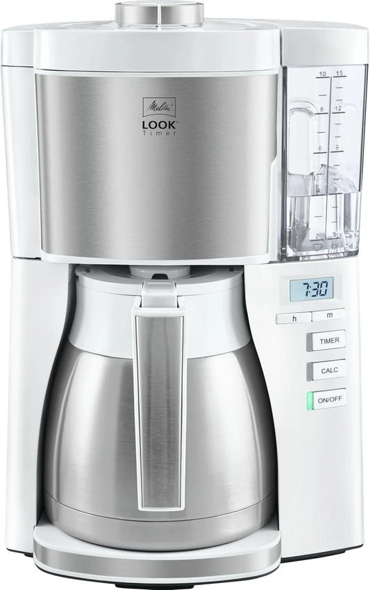 Ekspres do kawy, 1,25 l, timer, Melitta Look Therm Timer, przelewowy ekspres do kawy, z dzbankiem termicznym, funkcja timera, zatrzymanie kapania