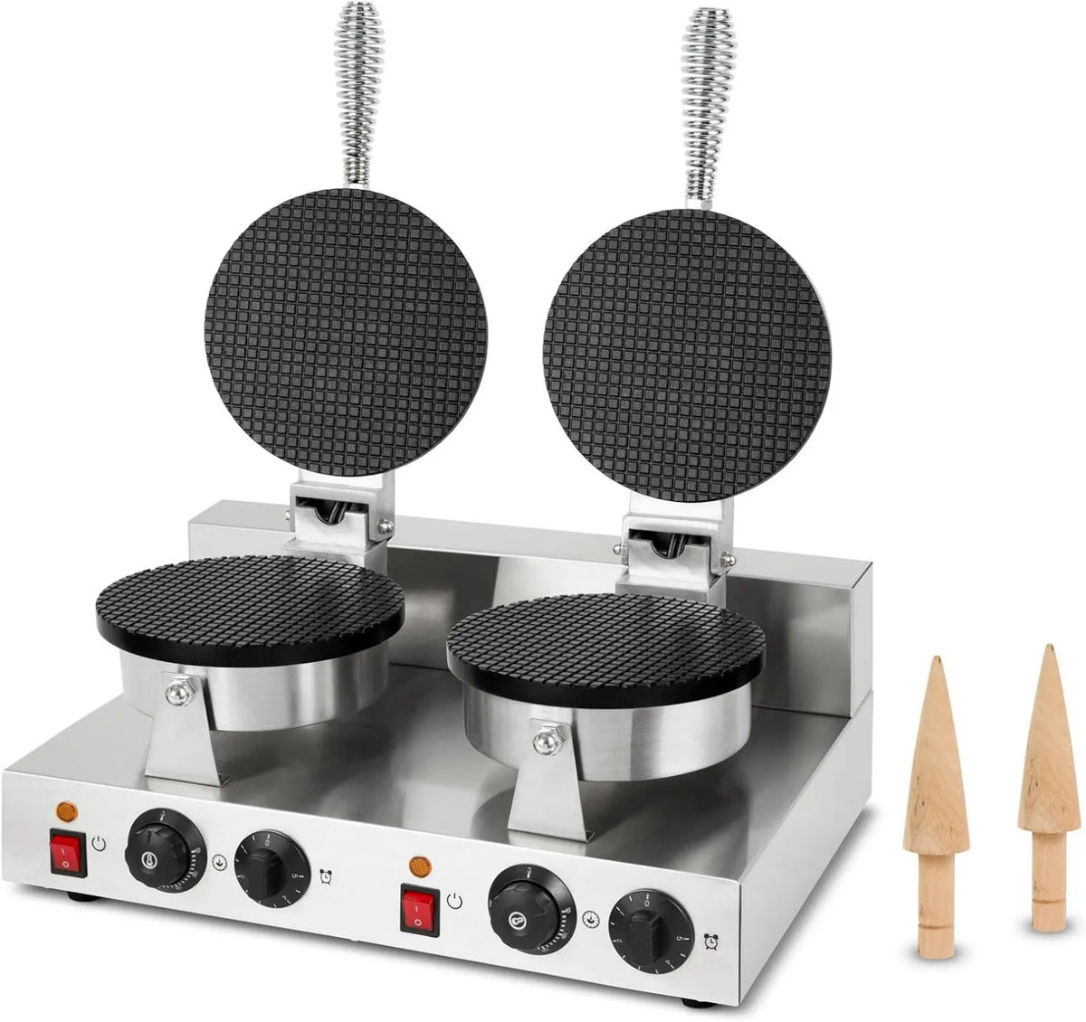 vertes gofrownica / opiekacz, Waflowy, elektryczne wafle, 2000 W, 0 do 300°C, licznik czasu, profesjonalny, odlewane żelazo, stal nierdzewna, 48 sztuk