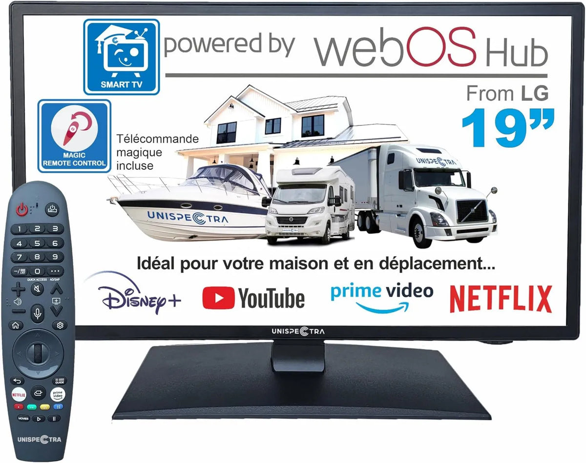 Unispectra, Smart TV 3xHDMI 2xUSB., 12 V, 3 HDMI, 2 USB, TV, HDR, webos, kemping, ® 19