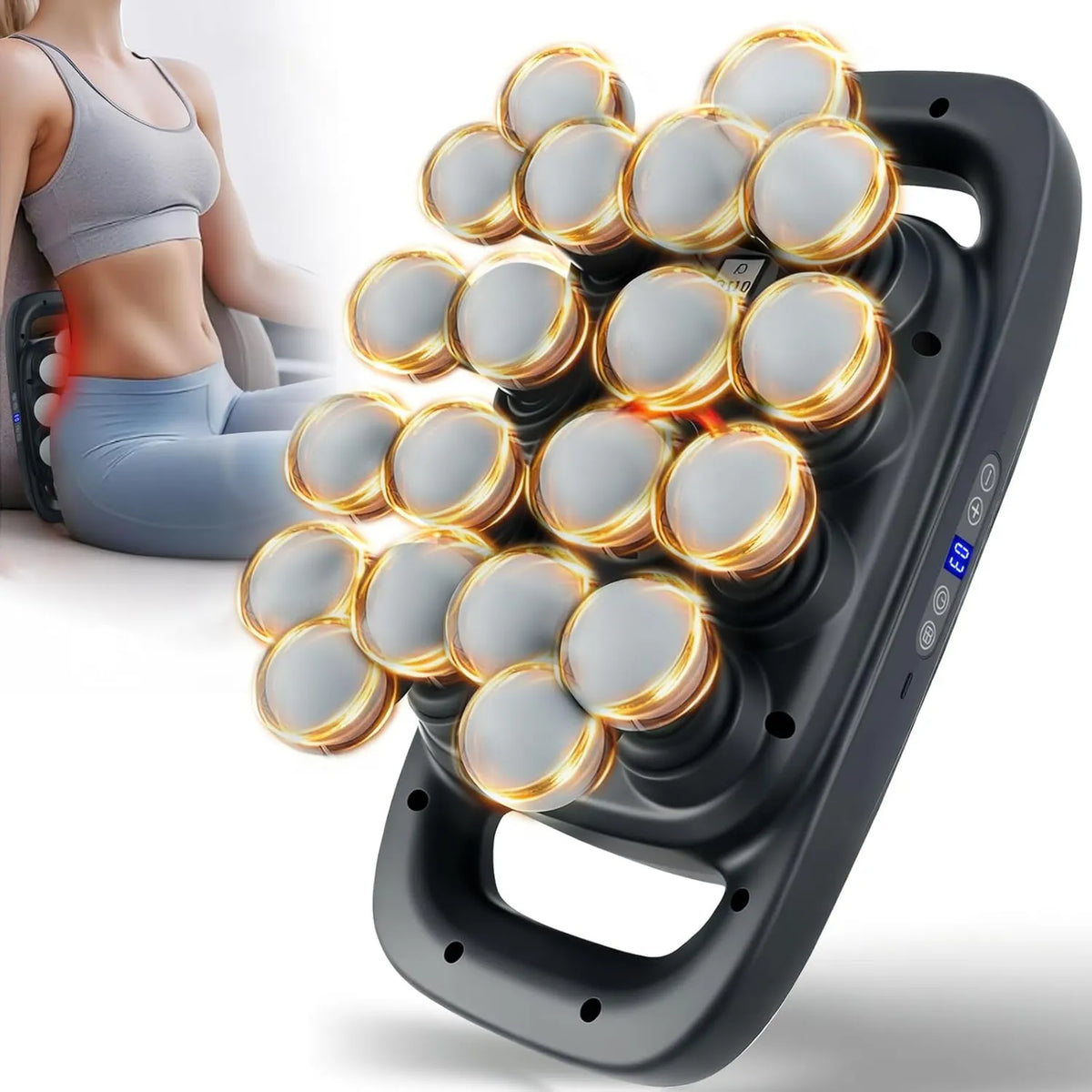 grnpeak, masażu mięśni, masażysty, przenośny, pleców i lędźwiowy, USB, 3 tryby, 30 poziomów