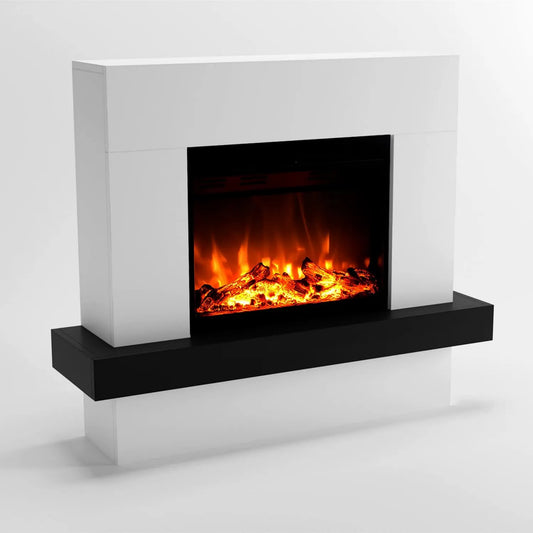 Kominek elektryczny, 114x97x32 cm, 1500 W, zdalne sterowanie, GLOW FIRE Wolnostojący kominek PANDORA Elektryczny z ogrzewaniem, dekoracja drewniana