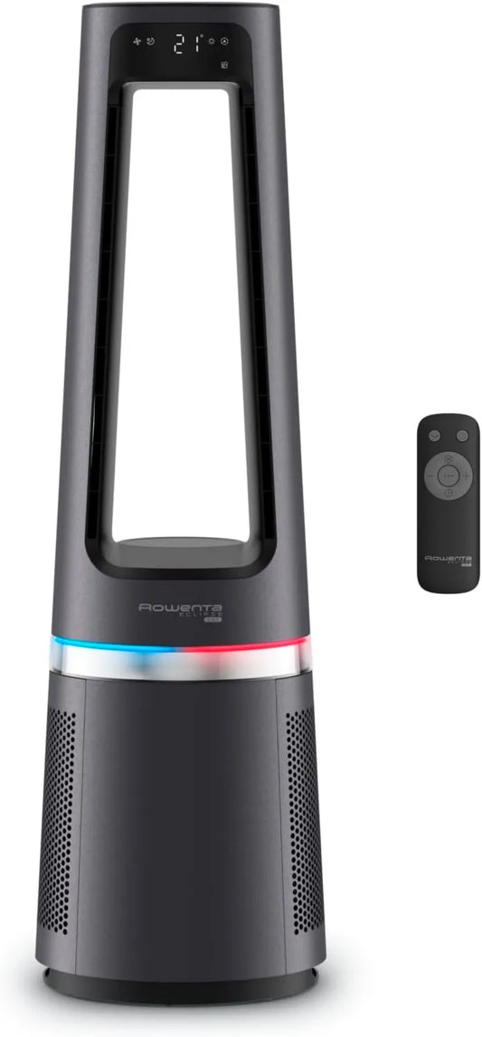 Rowenta oczyszczacz powietrza, 3- in-1 QU5062 Wentylator, zegar, wymiary indywidualne, płyta IPS, tłumik, czarny, Eclipse, Cicha obsługa 3 w 1