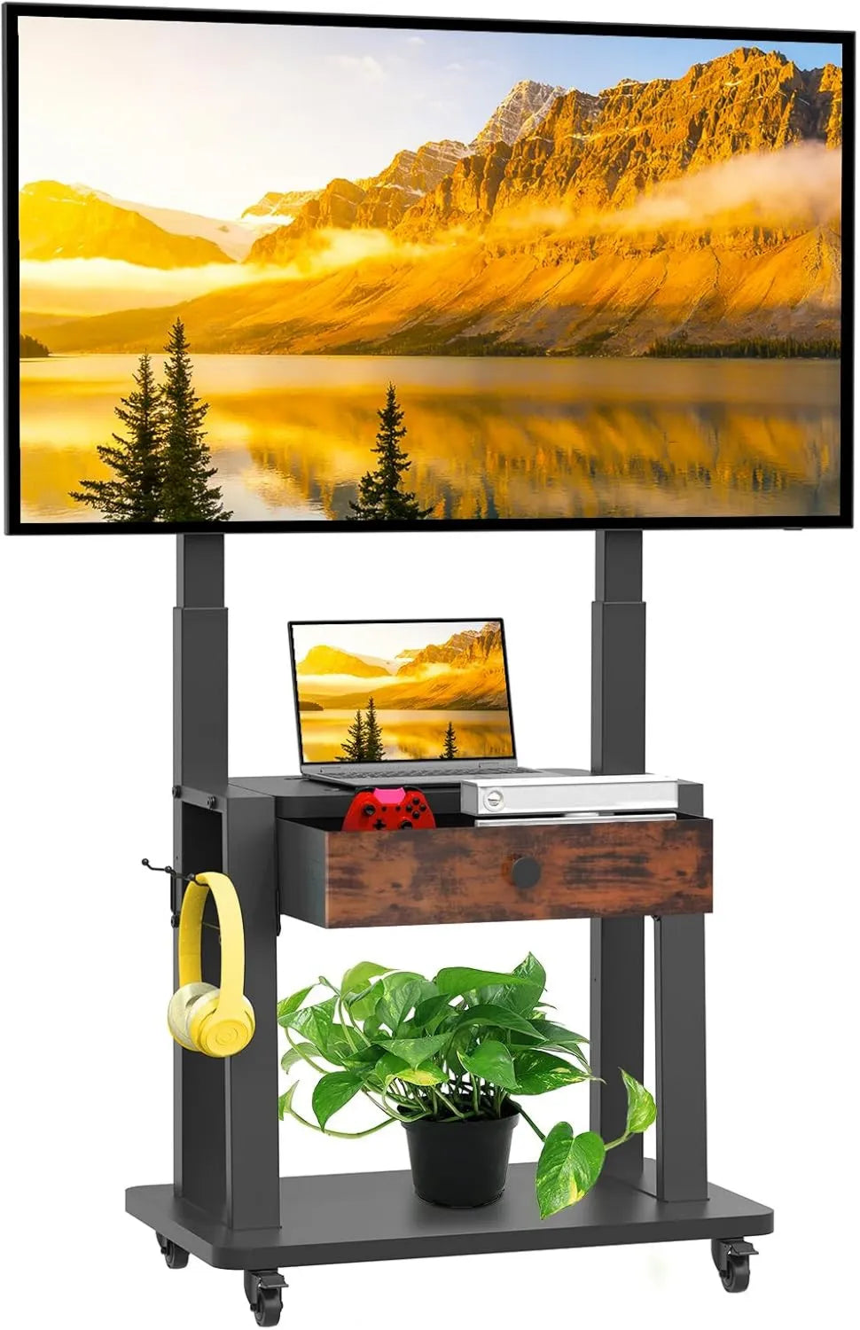 Maiproo, Szafka TV 75 cm, koła ruchome, OLED, wyświetlacz LCD, Wózek TV mobilnej na kółkach do 100 kg, LCD / LED, Regulowana wysokość, z przestrzenią