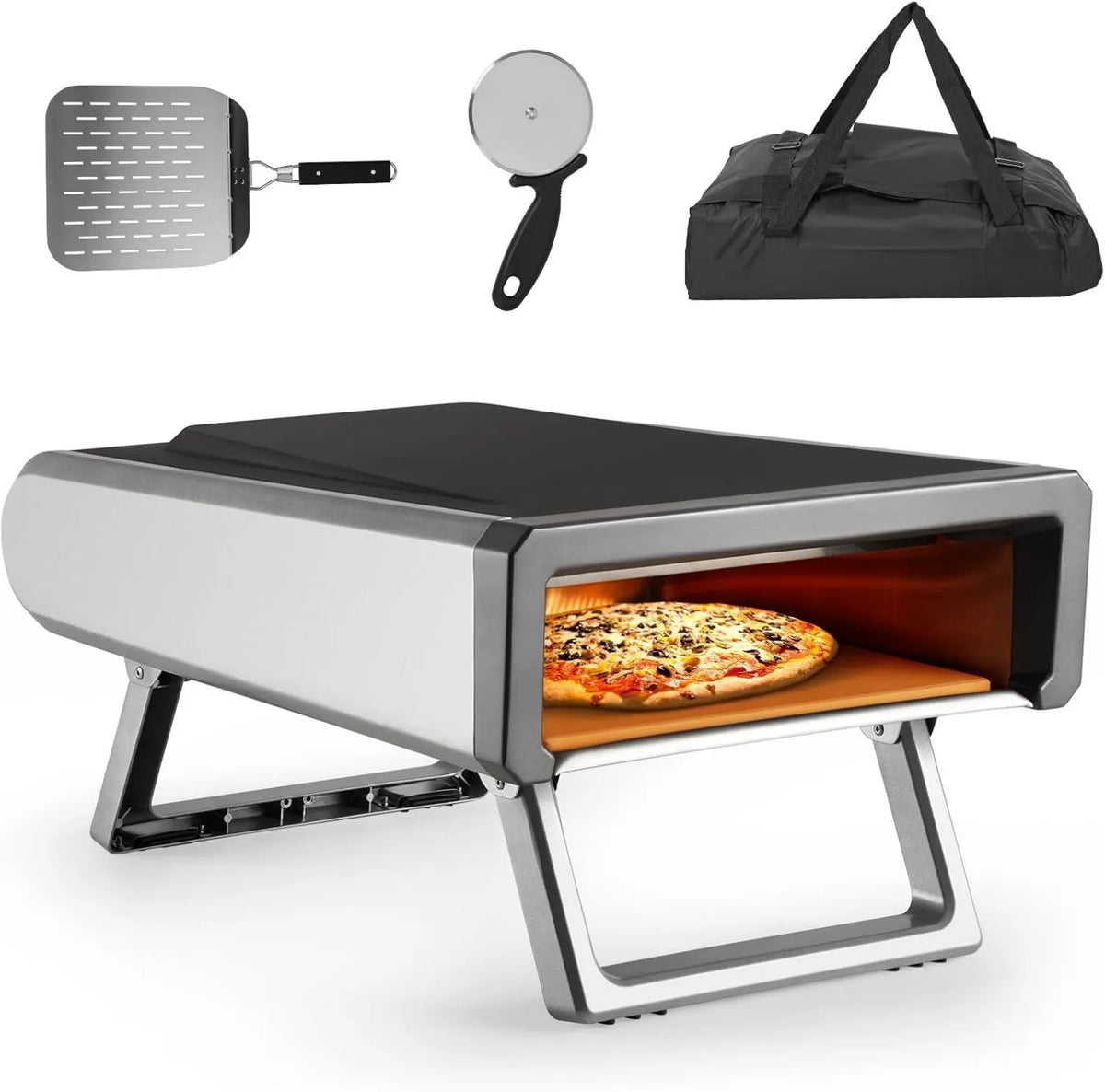 Garvee piec do pizzy, Elektryczny mini piekarnik do pizzy, przenośne, profesjonalne, Łatwe przygotowanie domu Neapolitan pizze, Z regulatorem i wężem, Idealne rozszerzenie