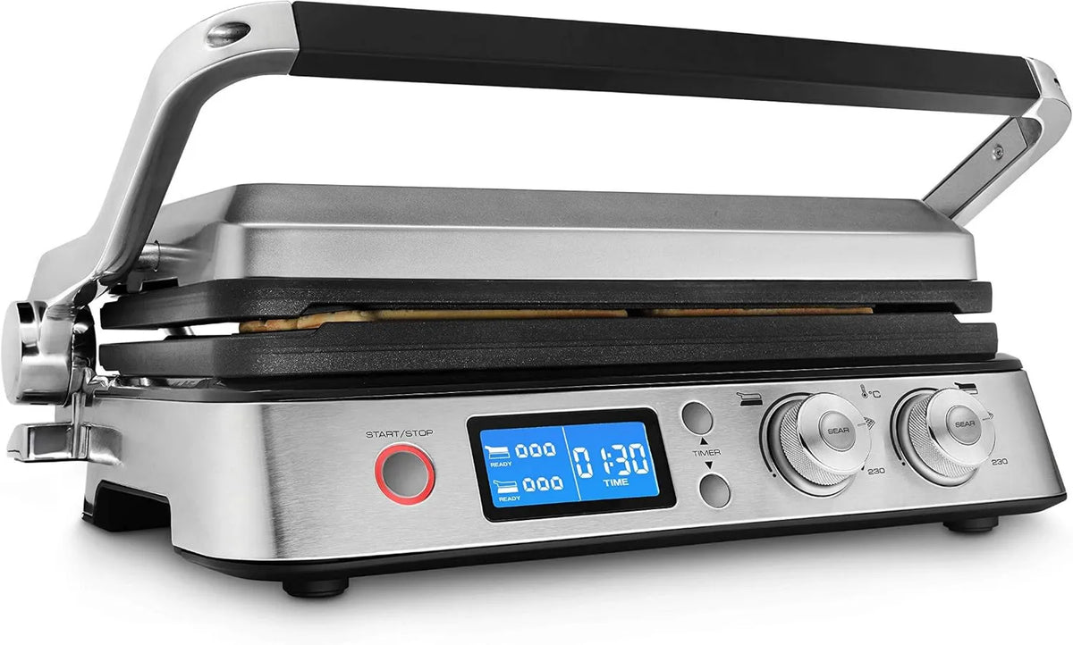De'Longhi CGH1030D gofrownica, 3600 W, funkcja grilla, De'Longhi Grill Domowy Elektryczny, Srebrny/Czarny