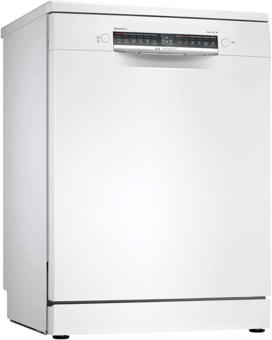 Bosch zmywarka, SMS4EMW06E do naczyń, 60 cm, Strona główna Connect, biały, 14 sztućców, Seria 4, 3 tacki