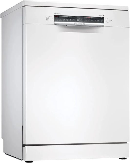 Bosch zmywarka, SMS4EMW06E do naczyń, 60 cm, Strona główna Connect, biały, 14 sztućców, Seria 4, 3 tacki
